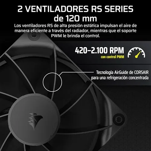 Corsair ▫️ NAUTILUS 240 RS LCD – Refrigeração líquida para CPU – Ecrã LCD IPS de 2,1", AIO de 240 mm, baixo ruído, ligação em cadeia, Intel LGA 1851/1700, AMD AM5/AM4 – Inclui 2 ventoinhas RS120 – Preto 5