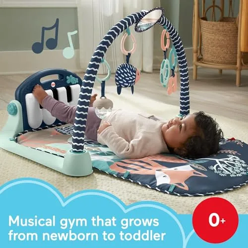 Fisher-Price ▫️ Ginásio Piano Kick & Play para Bebé, Navy Fawn 3