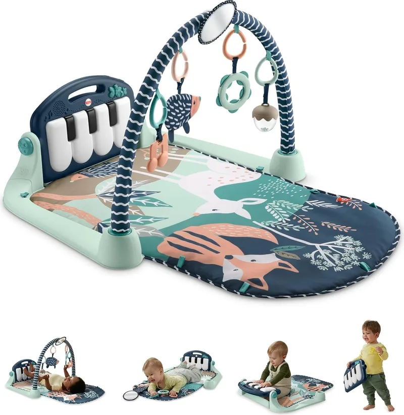 Fisher-Price ▫️ Ginásio Piano Kick & Play para Bebé, Navy Fawn