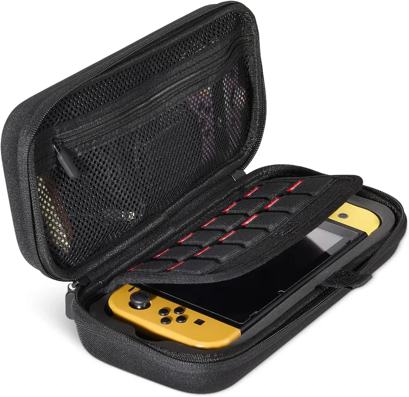 Amazon Basics ▫️ Capa universal para Nintendo Switch com 12 ranhuras para cartões de jogo, compatível com Switch 2 e Switch OLED, preta, embalagem de 1 unidade
