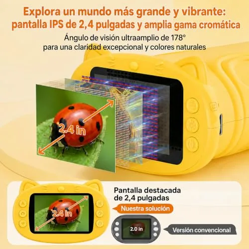 OAEBLLE ▫️ Microscópio para crianças, microscópio digital infantil 4K com ecrã IPS de 2,4 polegadas e zoom de 1000x, lupa portátil com 8 LEDs e câmara de vídeo, brinquedos STEM, presente de aniversário para meninos e meninas dos 3 aos 12 anos - Mandarina 5