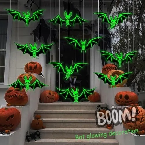 PacuM ▫️ Decoração de Halloween com 10 enfeites em forma de morcego 5