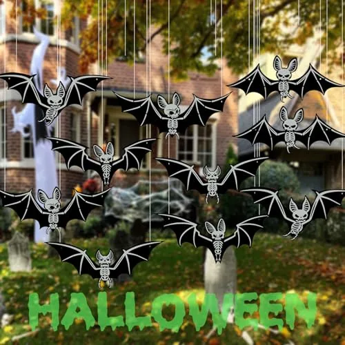 PacuM ▫️ Decoração de Halloween com 10 enfeites em forma de morcego 6