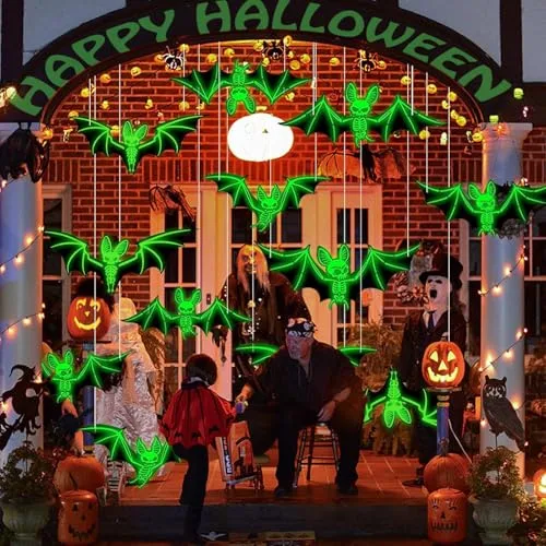 PacuM ▫️ Decoração de Halloween com 10 enfeites em forma de morcego 7