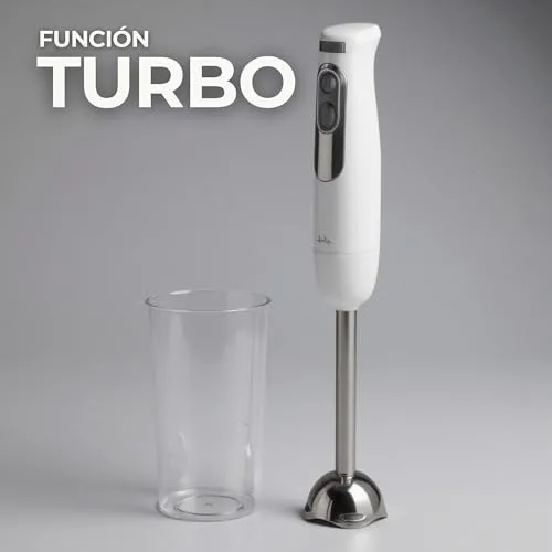Jata ▫️ JEBT1818 - Batedeira de mão de 700 W. Velocidade ajustável. Função TURBO a 14 500 RPM. Lâmina dupla em aço inoxidável. Inclui copo de 600 ml. 4