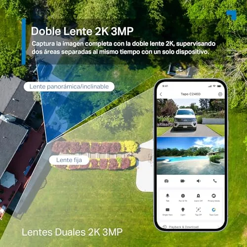 Tapo ▫️ C246D - Câmara de vigilância interior/exterior de 360º, lente dupla 2K 3