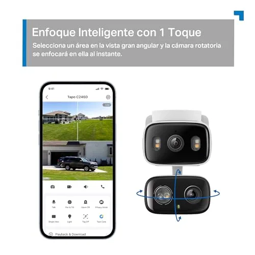 Tapo ▫️ C246D - Câmara de vigilância interior/exterior de 360º, lente dupla 2K 7