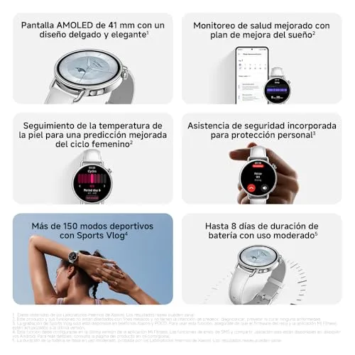 XIAOMI ▫️ Watch S4 41 mm, relógio inteligente, diâmetro de 41 mm, corpo ultraleve de 32 g, previsão do ciclo menstrual, mais de 150 modos desportivos, funções de segurança, HyperOS 3, bracelete em borracha fluorada (verde) 2