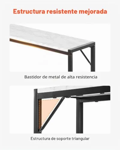 VEVOR ▫️ Mesa de mármore estreita e comprida com tomada elétrica 110 x 23,9 x 74,2 cm Mesa auxiliar de sofá com tubos de ferro e dispositivo anti-capotamento. Suporta até 20 kg para a sala de estar, entrada ou hall de entrada 5