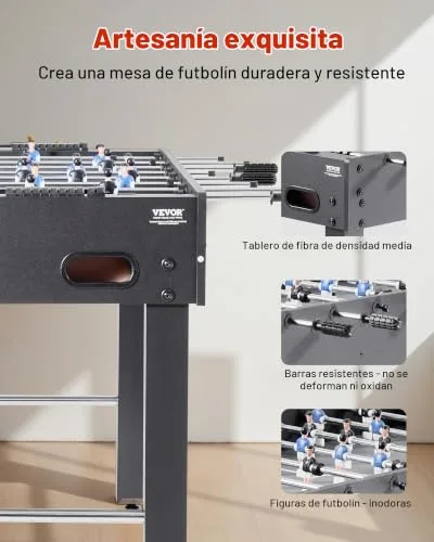 VEVOR ▫️ Mesa de matraquilhos tamanho padrão, ideal para interiores, casa, família e sala de jogos, jogo de futebol resistente, inclui 2 bolas, marcador e 2 porta-copos, 1212 x 610 x 838 mm, preto 2
