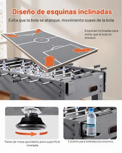 VEVOR ▫️ Mesa de matraquilhos tamanho padrão, ideal para interiores, casa, família e sala de jogos, jogo de futebol resistente, inclui 2 bolas, marcador e 2 porta-copos, 1212 x 610 x 838 mm, preto 4