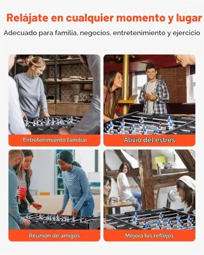 VEVOR ▫️ Mesa de matraquilhos tamanho padrão, ideal para interiores, casa, família e sala de jogos, jogo de futebol resistente, inclui 2 bolas, marcador e 2 porta-copos, 1212 x 610 x 838 mm, preto 5