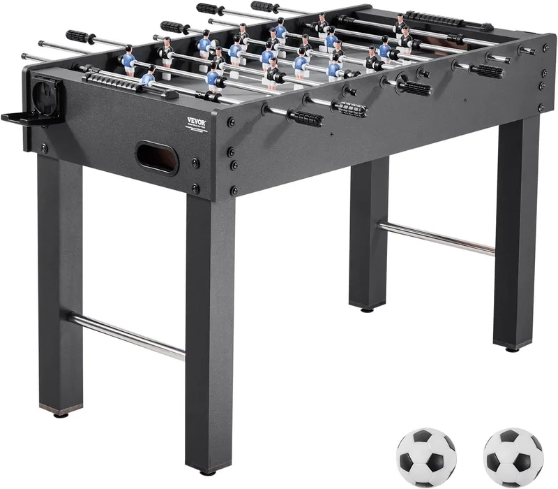 VEVOR ▫️ Mesa de matraquilhos tamanho padrão, ideal para interiores, casa, família e sala de jogos, jogo de futebol resistente, inclui 2 bolas, marcador e 2 porta-copos, 1212 x 610 x 838 mm, preto