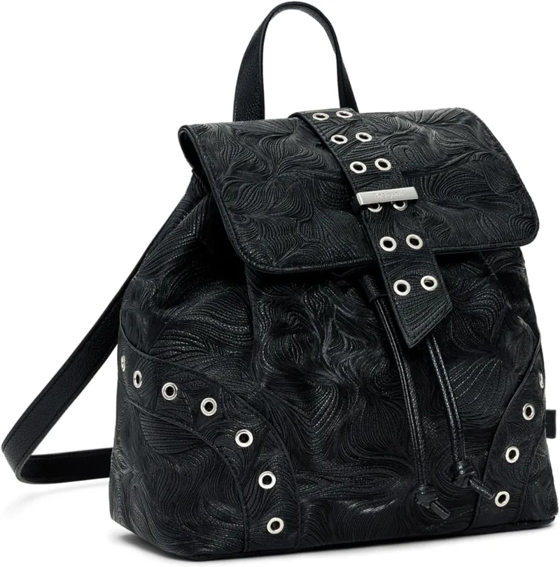 Desigual ▫️ Mochila pequena da coleção de acessórios, preta, tamanho único