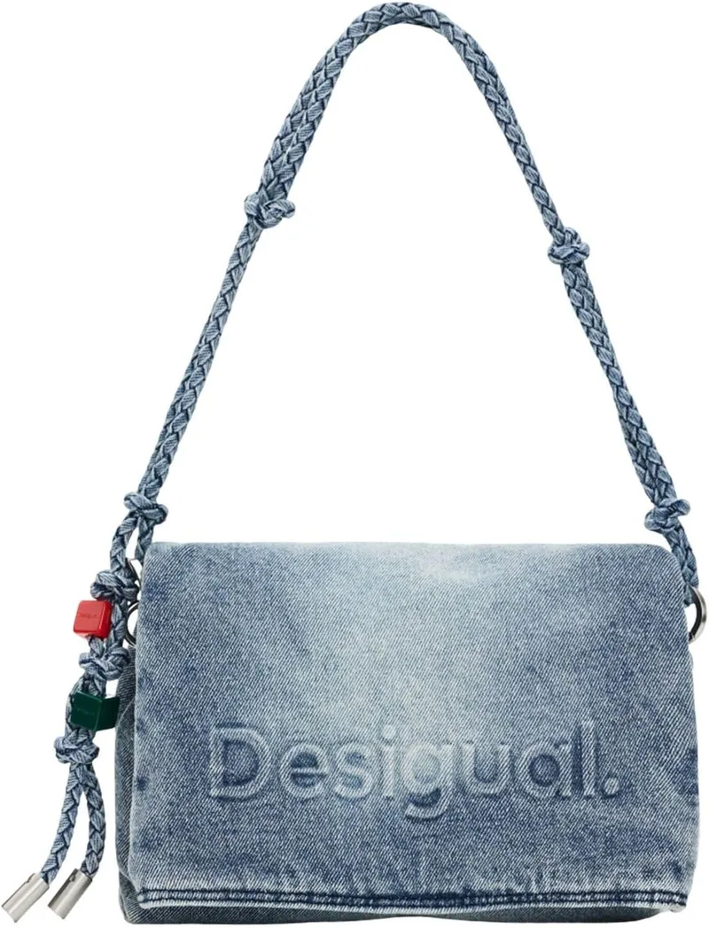 Desigual ▫️ Mala a tiracolo Half Logo Venecia 4.0 Crossbody Bag Denim Raw cinzento-azulado
