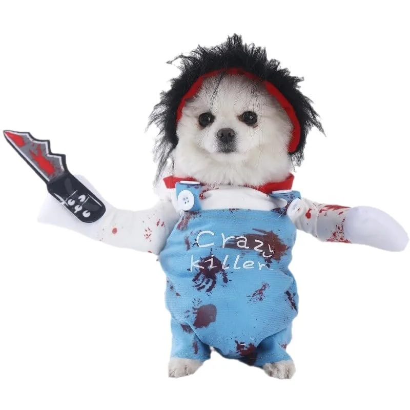 Valicaer ▫️ Fato de cão Chucky para animais de estimação, roupa de Halloween para cães e festa de cosplay de gato, fato divertido para cães de pequeno a grande porte (pequeno) 6