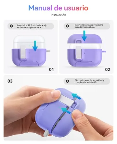 ORICO ▫️ Capa para AirPods Pro de 2.ª geração com suporte, carregamento MagSafe e tampa magnética, proteção robusta contra quedas, Rosa-CP32P 3