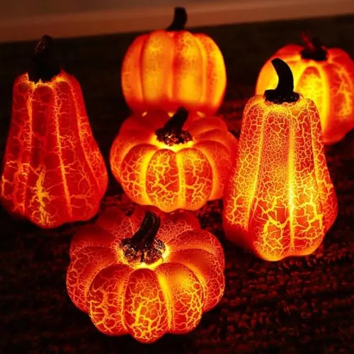Sunshine smile ▫️ Decoração outonal com abóbora decorativa com luz LED, Conjunto de 3 lanternas de Halloween, decoração de outono, abóbora, decoração de outono, decoração com abóbora, luz para decoração de mesa, dia 5