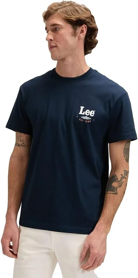 Lee ▫️ T-shirt para homem - Corte regular - T-shirt com estampado - Branco brilhante