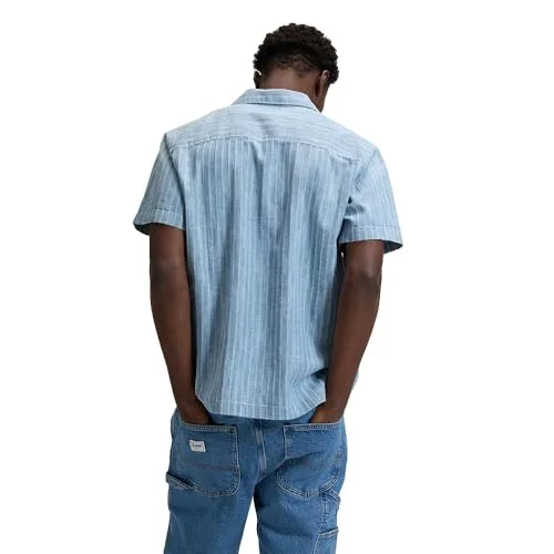 Lee ▫️ Camisa de homem - Corte largo - Camisa de verão com padrão original - Lavagem média 2