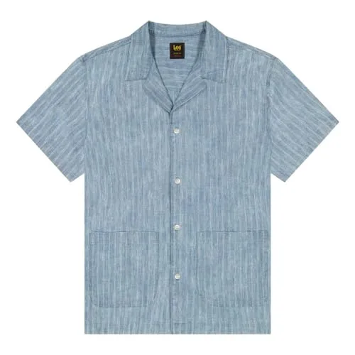 Lee ▫️ Camisa de homem - Corte largo - Camisa de verão com padrão original - Lavagem média 4