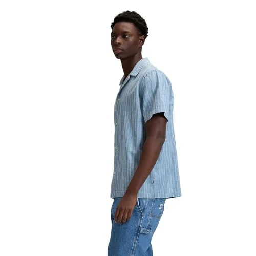 Lee ▫️ Camisa de homem - Corte largo - Camisa de verão com padrão original - Lavagem média 5