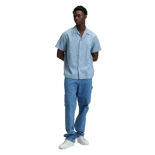 Lee ▫️ Camisa de homem - Corte largo - Camisa de verão com padrão original - Lavagem média 6