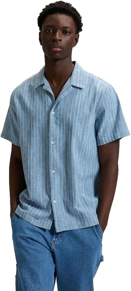 Lee ▫️ Camisa de homem - Corte largo - Camisa de verão com padrão original - Lavagem média