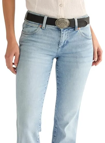 Wrangler ▫️ Cinto para mulher - 100% couro - Cinto com fivela grande - Preto 2