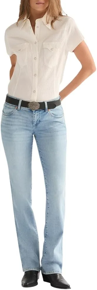 Wrangler ▫️ Cinto para mulher - 100% couro - Cinto com fivela grande - Preto
