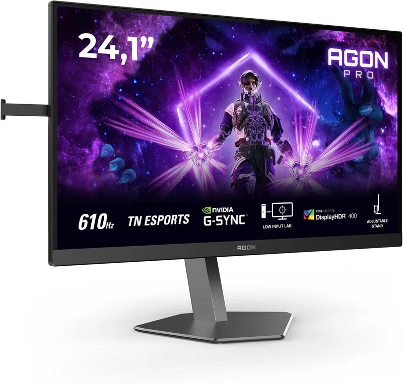 AOC ▫️ Monitor de jogos AG246FK6 de 24 polegadas, 610 Hz, painel TN para eSports, 0,5 ms GtG, HDR400, compatível com G-Sync, altura ajustável, (1920x1080, HDMI, 2 portas USB 2.1, hub USB), preto