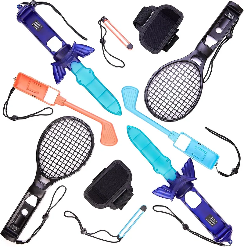 Numskull ▫️ Conjunto de acessórios 10 em 1 para tacos de golfe, raquetes de ténis, espadas, correias de pulso e pulseiras