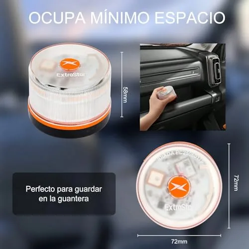 HIBRON ▫️ EXTRASTAR Luz de Emergência V16 Homologada pela DGT com Geolocalização, Luz de Emergência para Automóvel Conectada DGT 3.0, Dados Incluídos até 12/2038 4