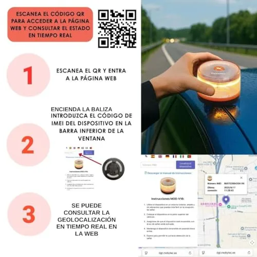 HIBRON ▫️ EXTRASTAR Luz de Emergência V16 Homologada pela DGT com Geolocalização, Luz de Emergência para Automóvel Conectada DGT 3.0, Dados Incluídos até 12/2038 6