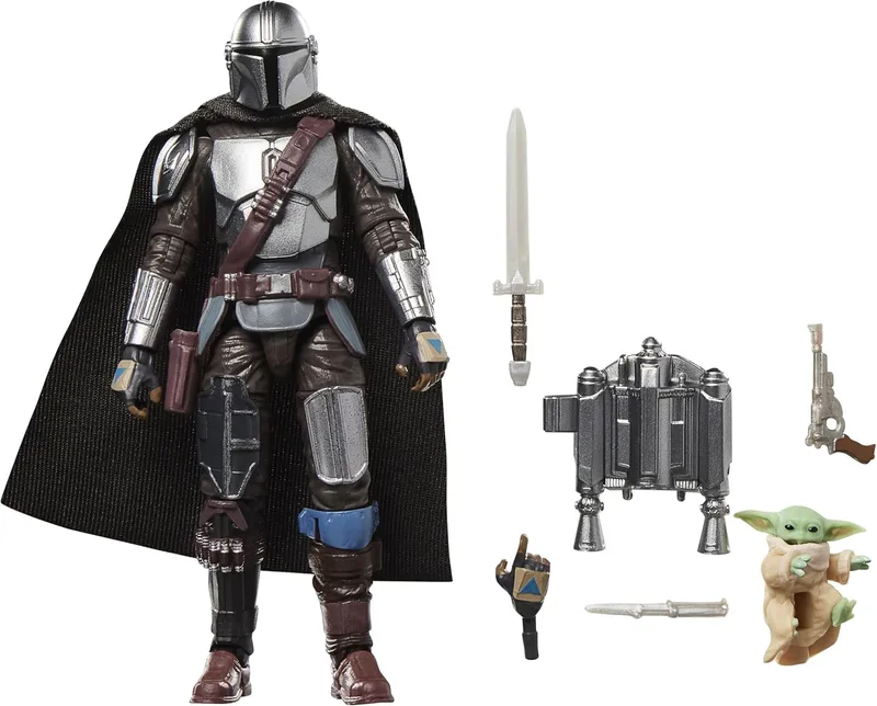 Star Wars ▫️ The Vintage Collection: The Mandalorian & Grogu, Figura de ação colecionável de The Mandalorian & Grogu, em escala de 9,5 cm