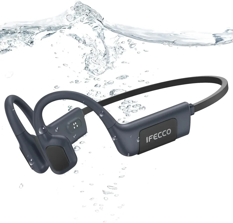 I love e iFecco ▫️ IFECCO Auscultadores de natação por condução óssea - Auscultadores de natação Bluetooth 5.4 à prova de água IP68, auscultadores de ouvido aberto com 32G Mp3 para natação, corrida, ciclismo