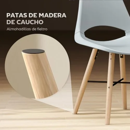 HOMCOM ▫️ Cadeiras de jantar de plástico com encosto curvo, conjunto de 2, cinzento 5