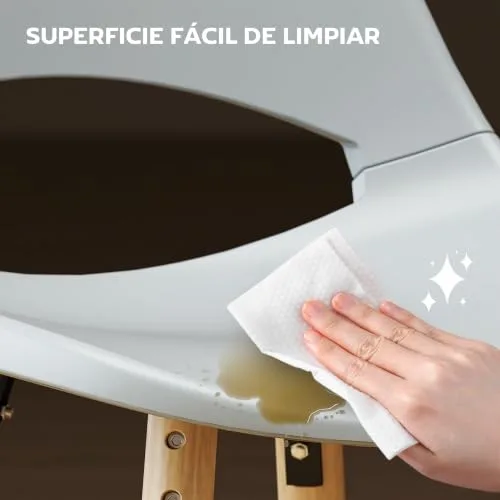HOMCOM ▫️ Cadeiras de jantar de plástico com encosto curvo, conjunto de 2, cinzento 6