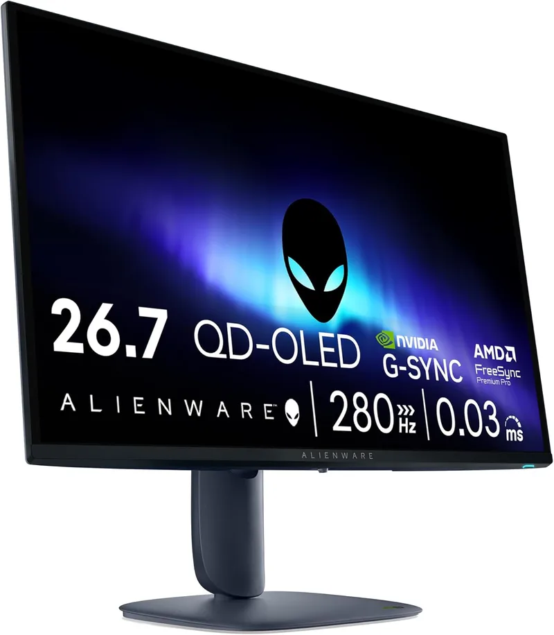 Alienware ▫️ Monitor de jogos 27 - AW2725D, QHD (2560x1440), 280 Hz, QD OLED, 0,03 ms, compatível com NVIDIA G-Sync, AMD FreeSync Premium Pro, HDR True Black 400, USB-C, DisplayPort, 2 HDMI, 3 anos de garantia