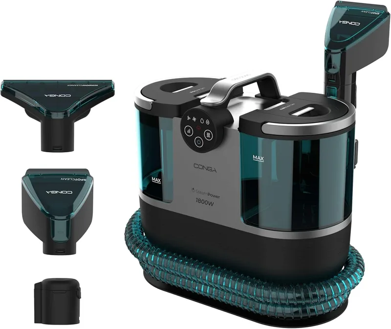 Cecotec ▫️ Conga 7000 Carpet&Spot Clean Carpet & Carpet Cleaner Aspirador com fio Vapor Max. 1700W, Vapor, Depósito de água limpa 1600ml e água suja 950ml, Raio de ação 9m