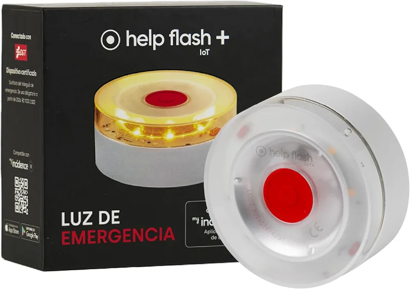 help flash IoT ▫️ +, Luz de Emergência V16 com geolocalização e mais de 290 candelas de potência, Obrigatória a partir de 2026, Ligada ao DGT 3.0, Sinal V-16 para automóveis, plano de dados incluído