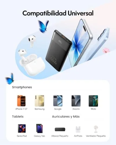 VEGER ▫️ Bateria Externa de Carregamento Rápido de 10 000 mAh com Cabo 7