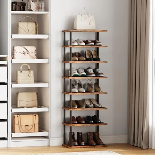 HOOBRO ▫️ Estante vertical para sapatos, estante de canto com 8 níveis, expositor, estante para espaços pequenos, organizador de sapatos, adequada para a entrada e o hall de entrada EBF488XJ01 2