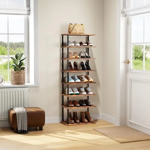 HOOBRO ▫️ Estante vertical para sapatos, estante de canto com 8 níveis, expositor, estante para espaços pequenos, organizador de sapatos, adequada para a entrada e o hall de entrada EBF488XJ01 7
