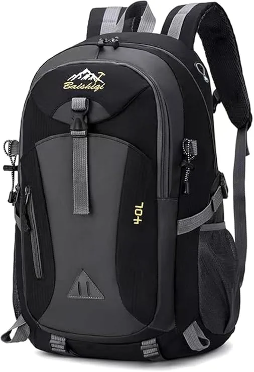Mrracxy ▫️ Mochila de caminhada para homem e mulher, 40 L, impermeável, leve, dobrável, com faixas reflectoras para ciclismo, escalada, montanhismo e viagens, desporto, cor preta
