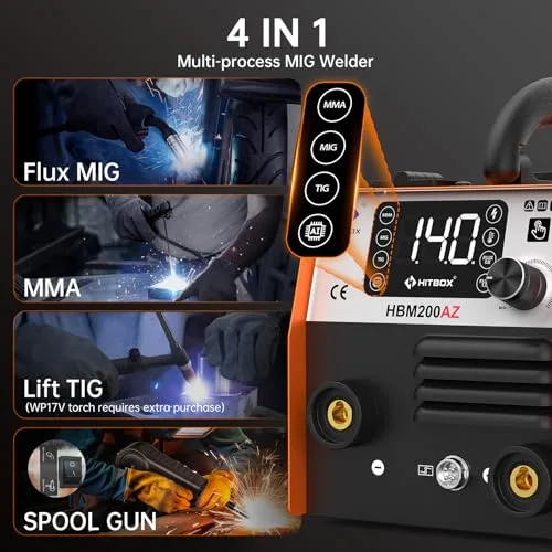 HITBOX ▫️ Soldador MIG 4 em 1 140 A, inversor IGBT, com gás/sem gás, ARC Lift-TIG 3