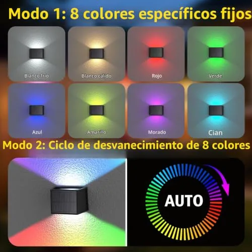 T-SUN ▫️ RGB Aplique Solar de Parede para Exterior, Conjunto de 2, 8 Cores em Ciclo, IP65 2