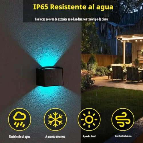 T-SUN ▫️ RGB Aplique Solar de Parede para Exterior, Conjunto de 2, 8 Cores em Ciclo, IP65 6