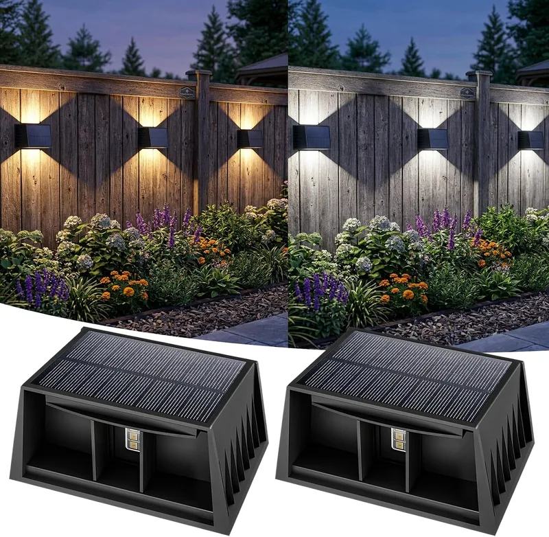 T-SUN ▫️ RGB Aplique Solar de Parede para Exterior, Conjunto de 2, 8 Cores em Ciclo, IP65