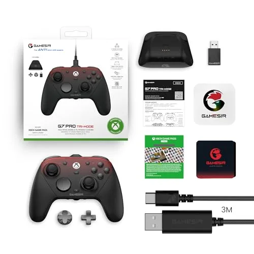 GameSir ▫️ G7 Pro – Comando de 1000 Hz com base de carregamento para Xbox Series X|S, Xbox One, Windows 10/11 e Android – Joysticks TMR, gatilhos ajustáveis e 4 botões programáveis – Shadow Ember 2